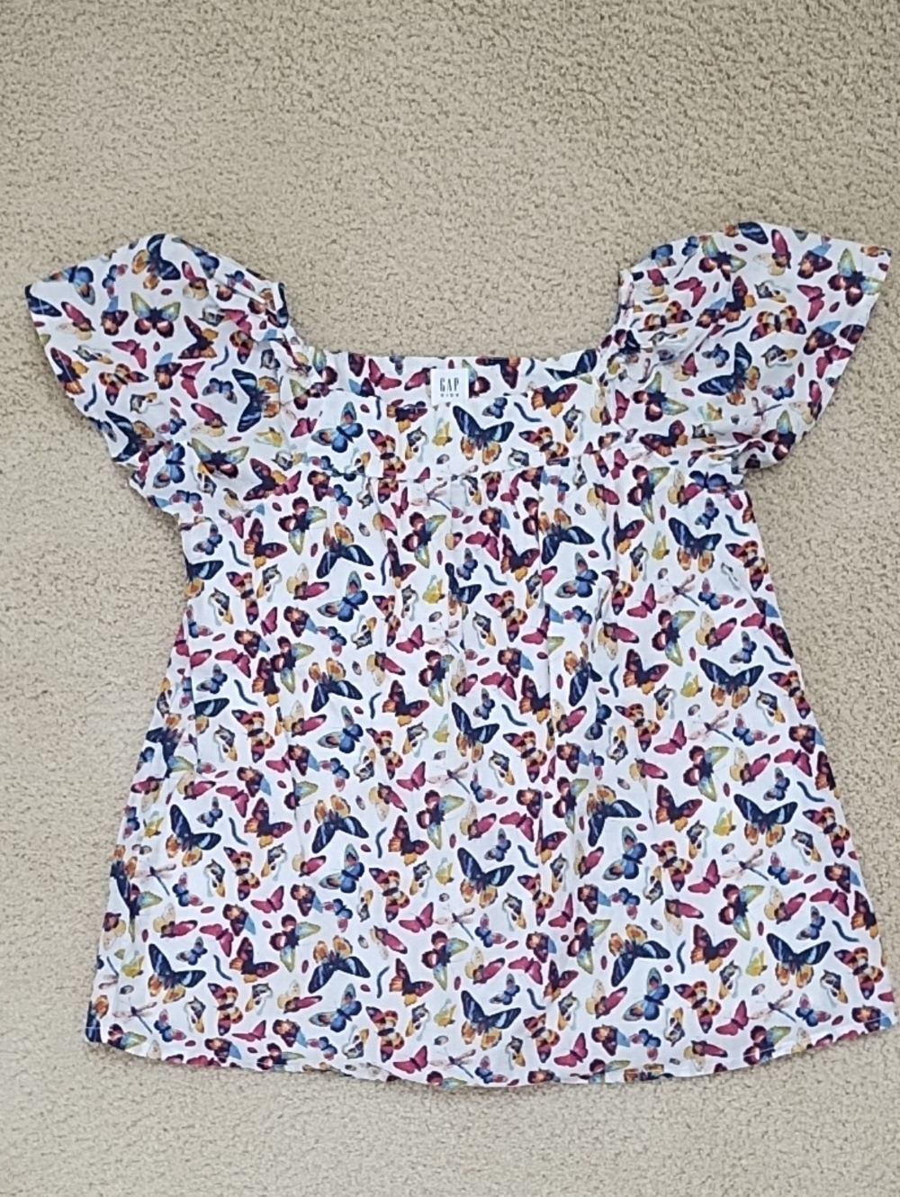GAP Kids Butterfly Flutter-Sleeve Top Multicolor Print Lined Medium 8